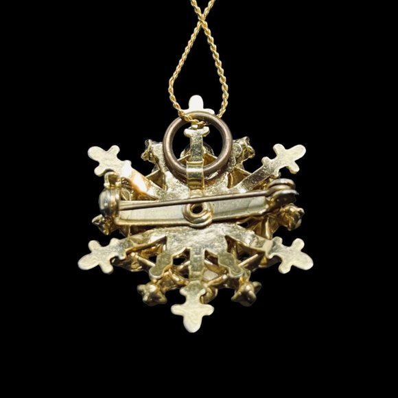 Gold Tone Necklace W/Rhinestone Pendant/Brooch And Screw Back Earrings Set (4882 - Picture 3 of 10